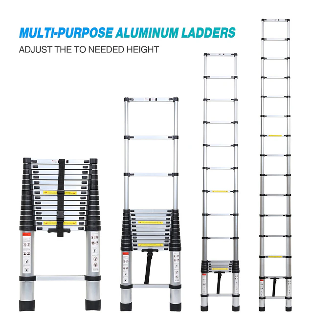FACE1424 Escada telescópica dobrável com 2.6 metros com ganchos 