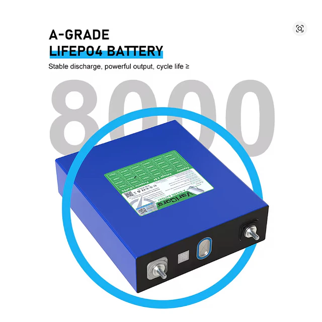 Bateria VariCore 3.2V 200Ah LiFePO4, Célula de Ciclo Profundo com Mais de 8000 Ciclos para RV, Energia Solar, Carrinho de Golfe, Armazenamento de Energia Residencial Off-Grid