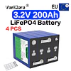 Bateria VariCore 3.2V 200Ah LiFePO4, Célula de Ciclo Profundo com Mais de 8000 Ciclos para RV, Energia Solar, Carrinho de Golfe, Armazenamento de Energia Residencial Off-Grid