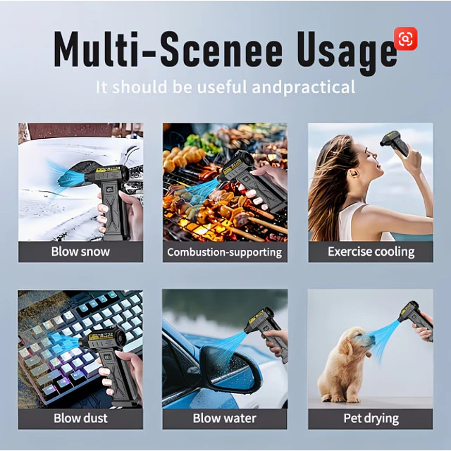 FACE1426 Mini soprador turbo 5 velocidades limpeza poeiras secador auto computador etc