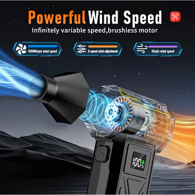 FACE1426 Mini soprador turbo 5 velocidades limpeza poeiras secador auto computador etc
