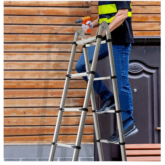 FACE1428 Escada 2 em 1  telescópica 3,80 m ou escadote 1,9m mais 1,9 m