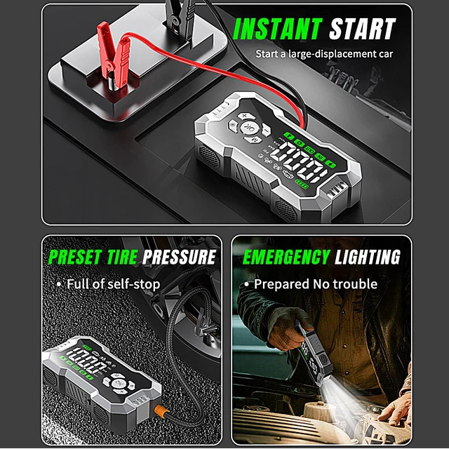 FACE1431 Booster 10 000 mAh Jumpstarter arrancador 9 em 1 com compressor de ar