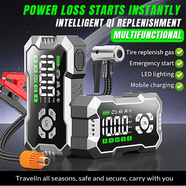 FACE1431 Booster 10 000 mAh Jumpstarter arrancador 9 em 1 com compressor de ar