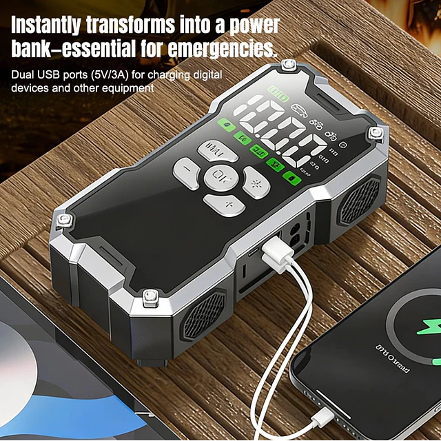 FACE1431 Booster 10 000 mAh Jumpstarter arrancador 9 em 1 com compressor de ar