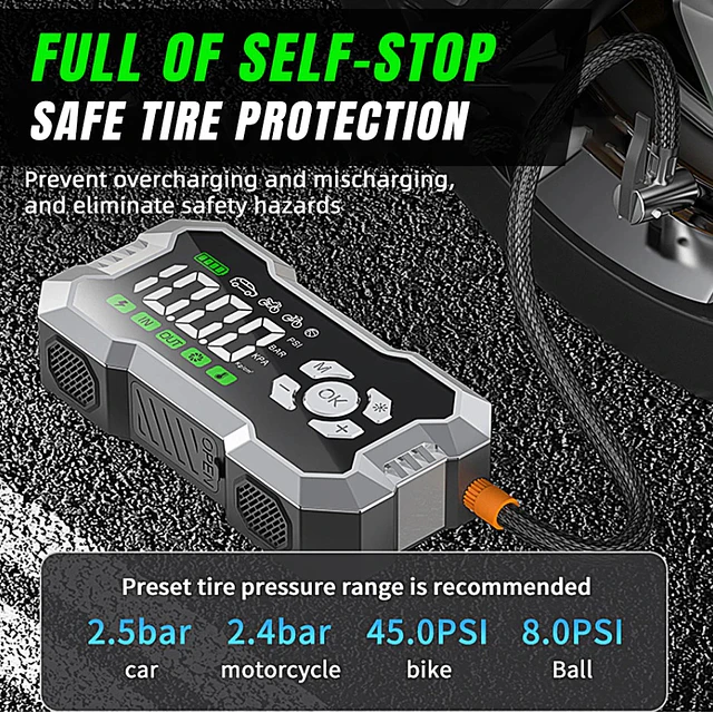 FACE1431 Booster 10 000 mAh Jumpstarter arrancador 9 em 1 com compressor de ar