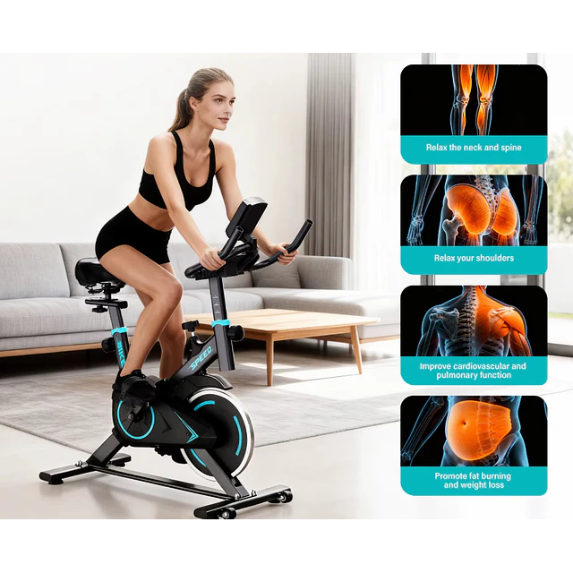 FACE1438 Bicicleta estática indoor, volante 10 kg, ajustável, resistência, máximo 120 kg