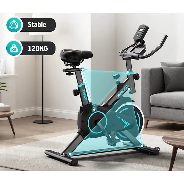 FACE1438 Bicicleta estática indoor, volante 10 kg, ajustável, resistência, máximo 120 kg