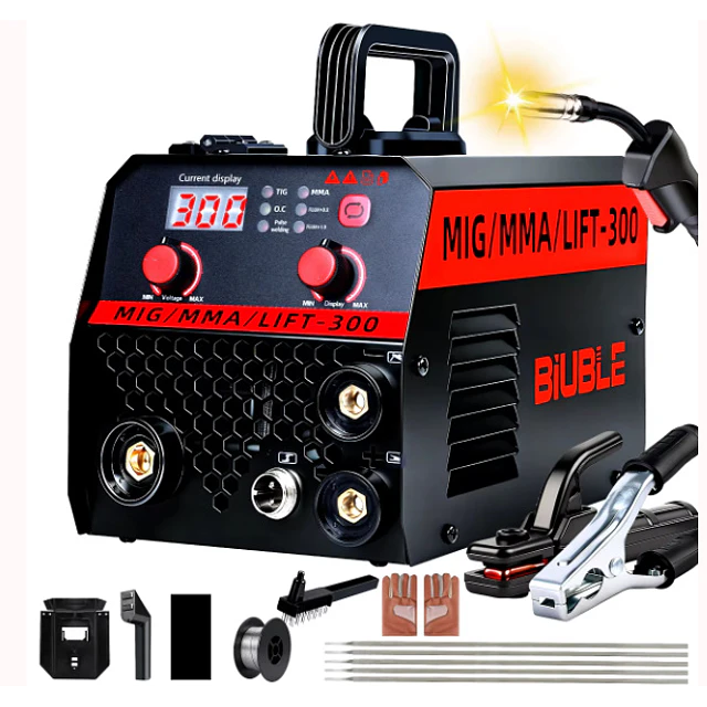 FACE1449 Máquina 300A soldar 3 in 1 mig mma lift com cabos e rolo fio luvas máscara