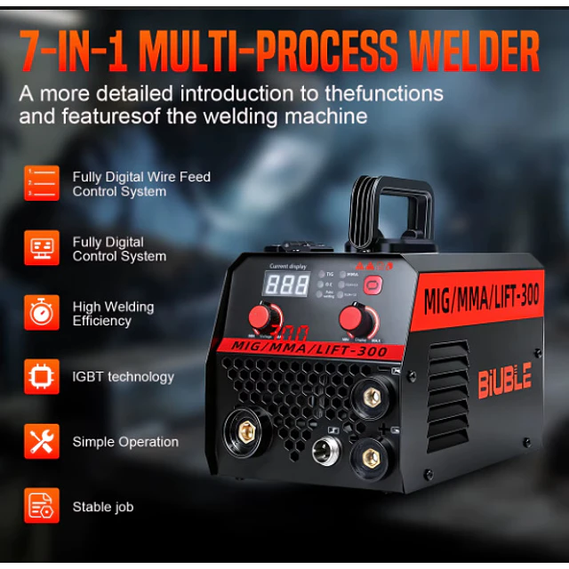 FACE1449 Máquina 300A soldar 3 in 1 mig mma lift com cabos e rolo fio luvas máscara
