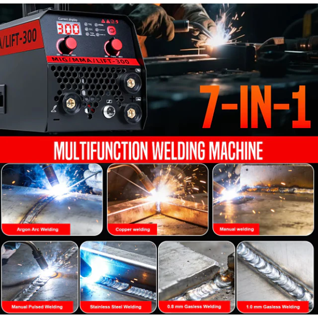 FACE1449 Máquina 300A soldar 3 in 1 mig mma lift com cabos e rolo fio luvas máscara