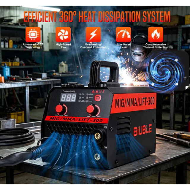 FACE1449 Máquina 300A soldar 3 in 1 mig mma lift com cabos e rolo fio luvas máscara