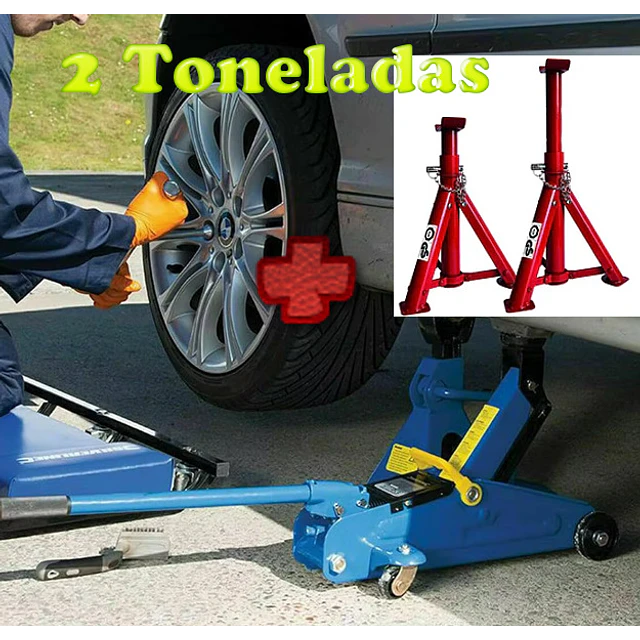 FACE1450 KIT Macaco 2T + preguiças 2T automóveis mecânica caseira 125 mm/335 mm COM MALA