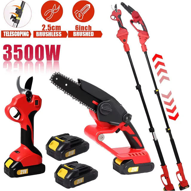 FACE1454 PACK motosserra + tesoura poda com braço extensivel e duas baterias