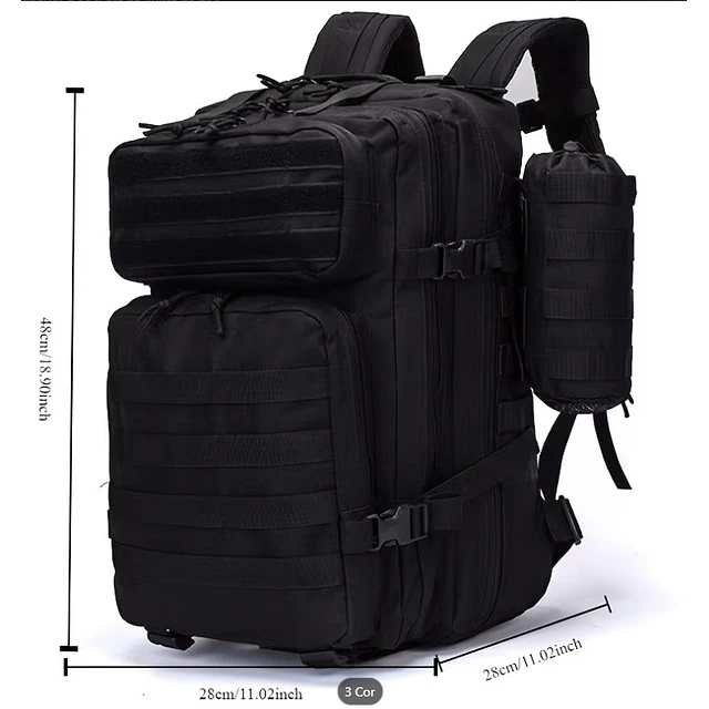 FACE1456 Mochila Militar Preta Tática Impermeável 45L