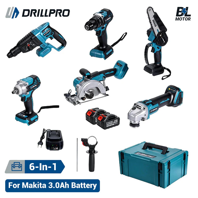 FACE1457 Super Pack 6 ferramentas elétricas com duas ou 4 bateria mais mala  