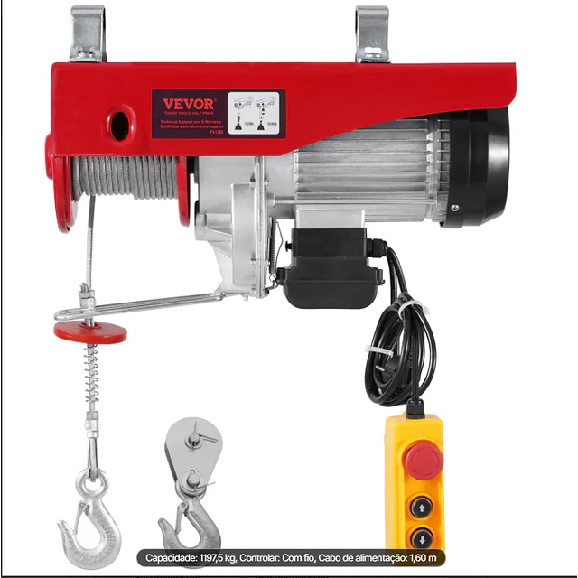 FACE1461  Guincho guindaste 1200kg 220v 1800w VEVOR 12m cabo