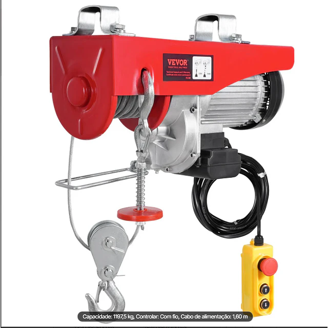 FACE1461  Guincho guindaste 1200kg 220v 1800w VEVOR 12m cabo