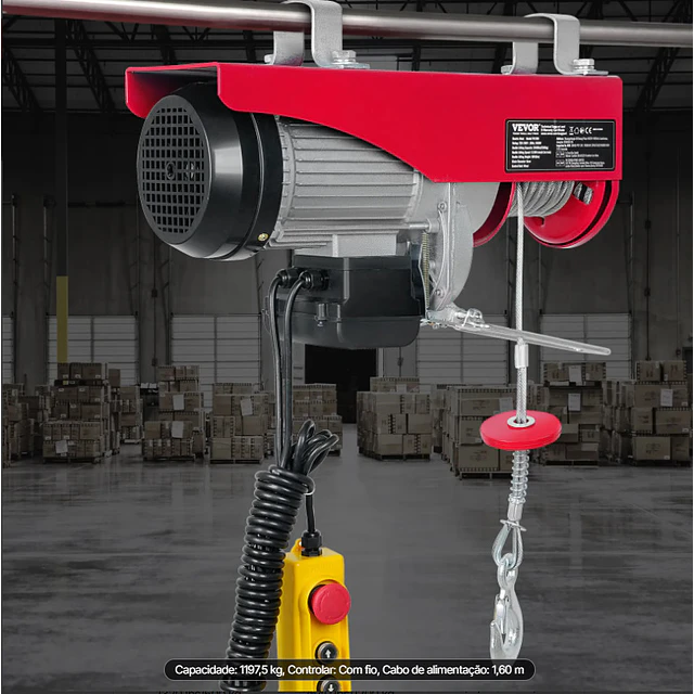 FACE1461  Guincho guindaste 1200kg 220v 1800w VEVOR 12m cabo