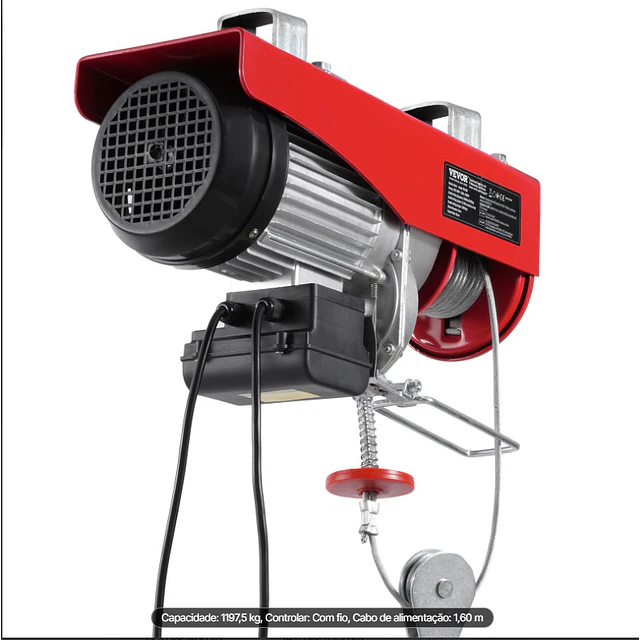 FACE1461  Guincho guindaste 1200kg 220v 1800w VEVOR 12m cabo