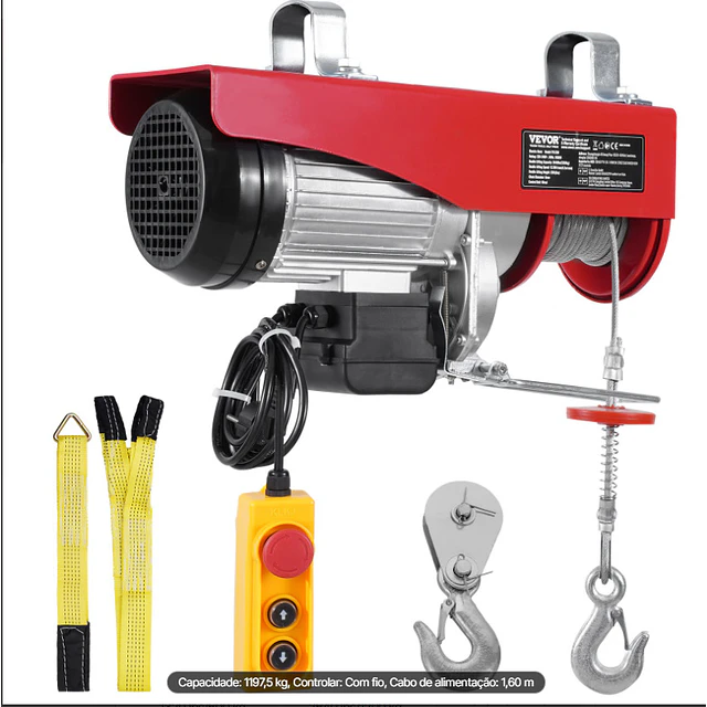FACE1461  Guincho guindaste 1200kg 220v 1800w VEVOR 12m cabo