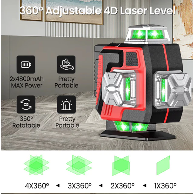 FACE1463 Nível Laser  16 Linhas Autonivelante, 360° 4 Tripé de 1,2 m