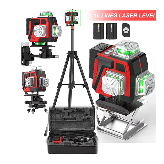 FACE1463 Nível Laser  16 Linhas Autonivelante, 360° 4 Tripé de 1,2 m