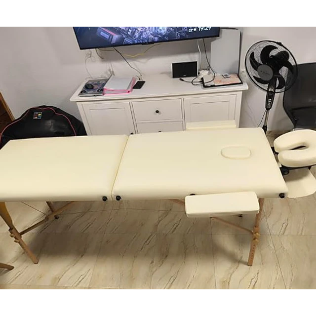 FACE1467 Marquesa massagens madeira cor creme 213 x 61 x 83,1 cm