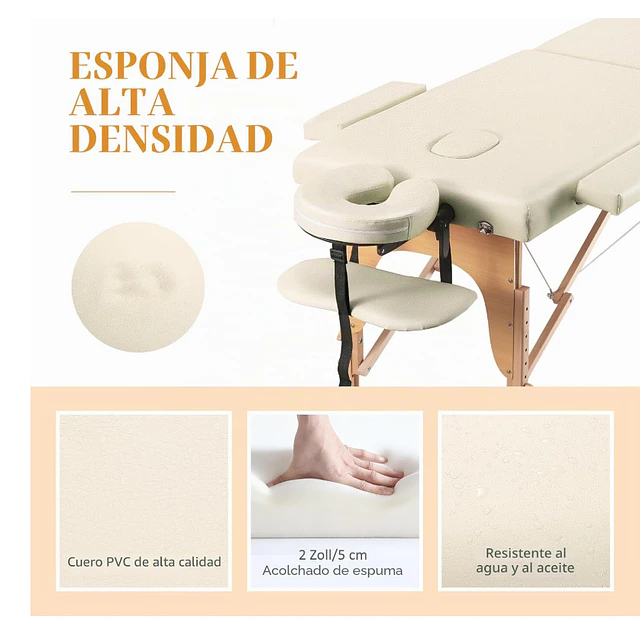 FACE1467 Marquesa massagens madeira cor creme 213 x 61 x 83,1 cm