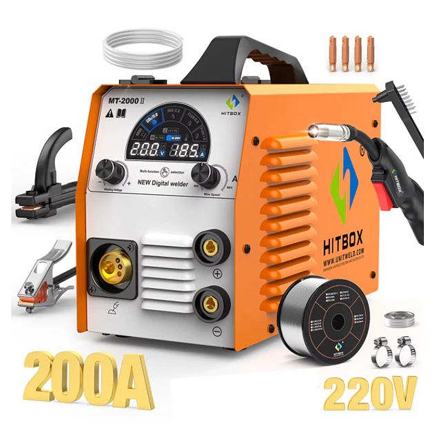 FACE1471 Soldar MIG 200A 5 em 1 mig mma lift com cabos e rolo fio