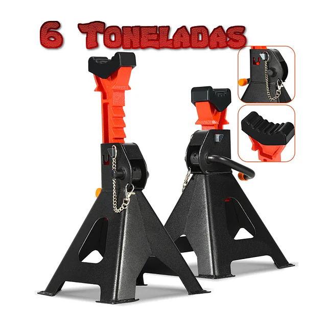 FACE1472 cavaletes automóvel 6T reguláveis 37-58 cm, apoio estável com bloqueio de segurança para garagem