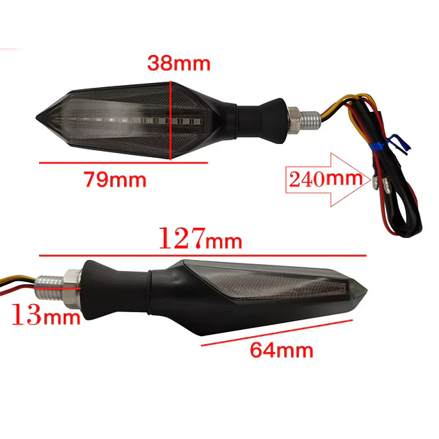 2 Piscas estilo de fluxo sequencial de dois lados 12led