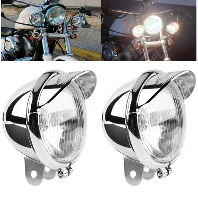 FACE1474 2PCS Farol 12V para motos shooper custom universais