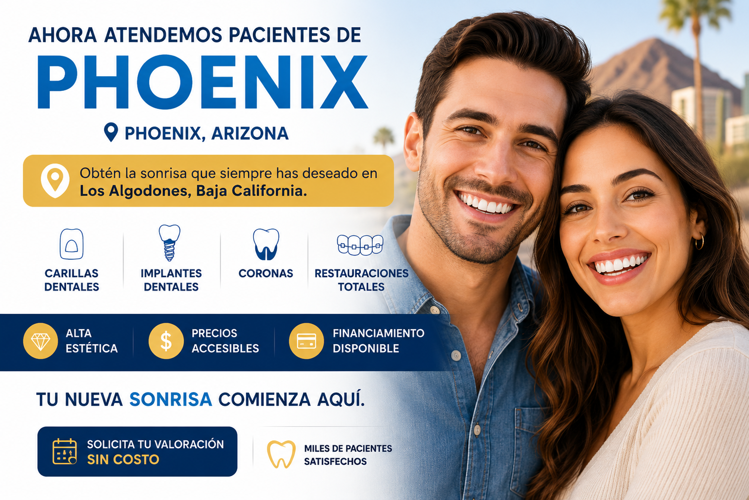 Carillas dentales para pacientes de Phoenix Arizona en Los Algodones