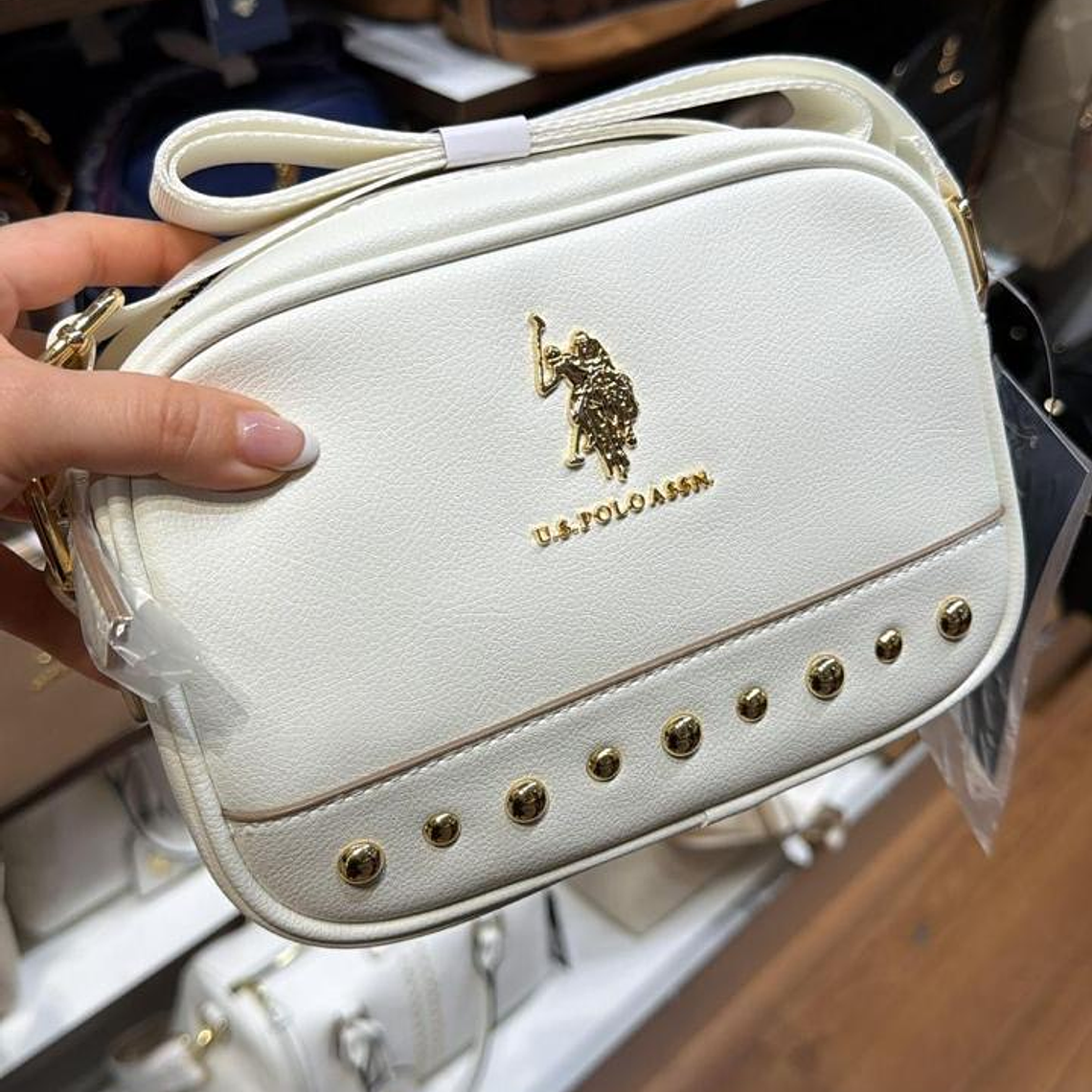 Crossbody Polo Blanco Tachas  1