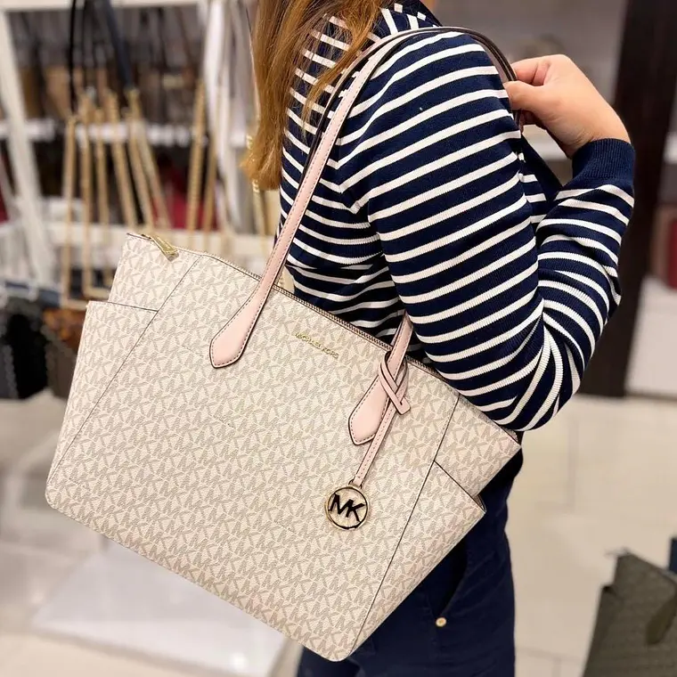 Tote Michael Kors Blanco con Rosa 2