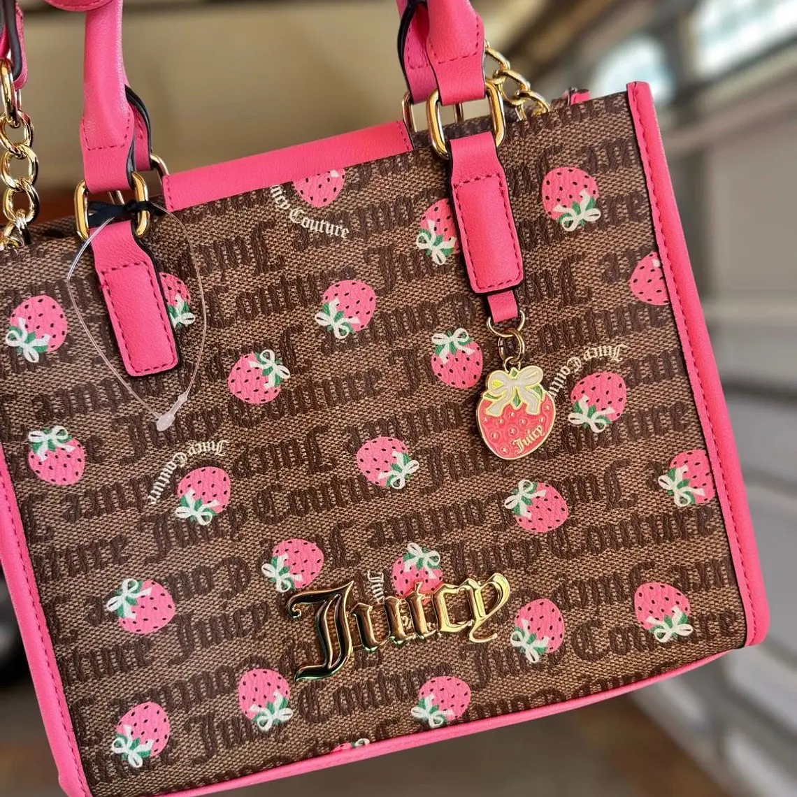 Mini tote/Crossbody Juicy Couture café fresa 1