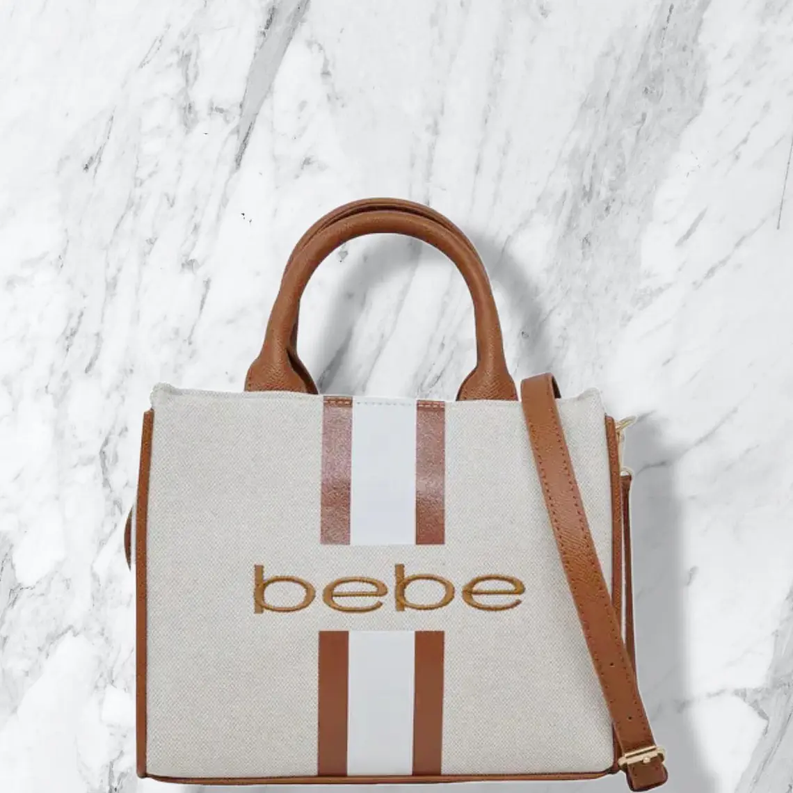 Mini tote Bebe Blanco con café  2
