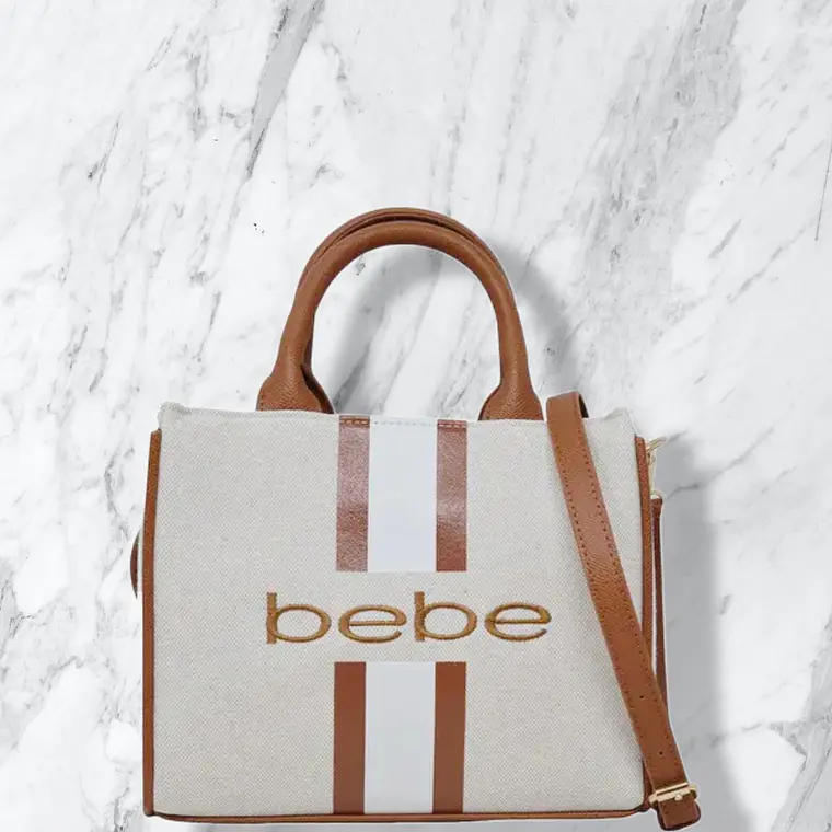 Mini tote Bebe Blanco con café  2