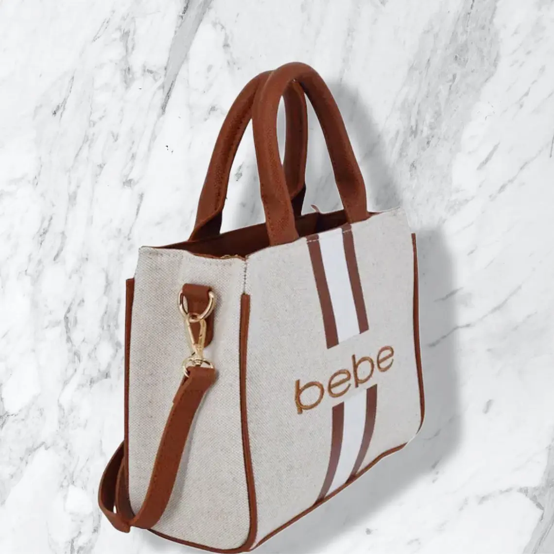 Mini tote Bebe Blanco con café  1