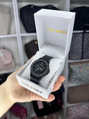 Reloj Steve Madden Negro Brillos 