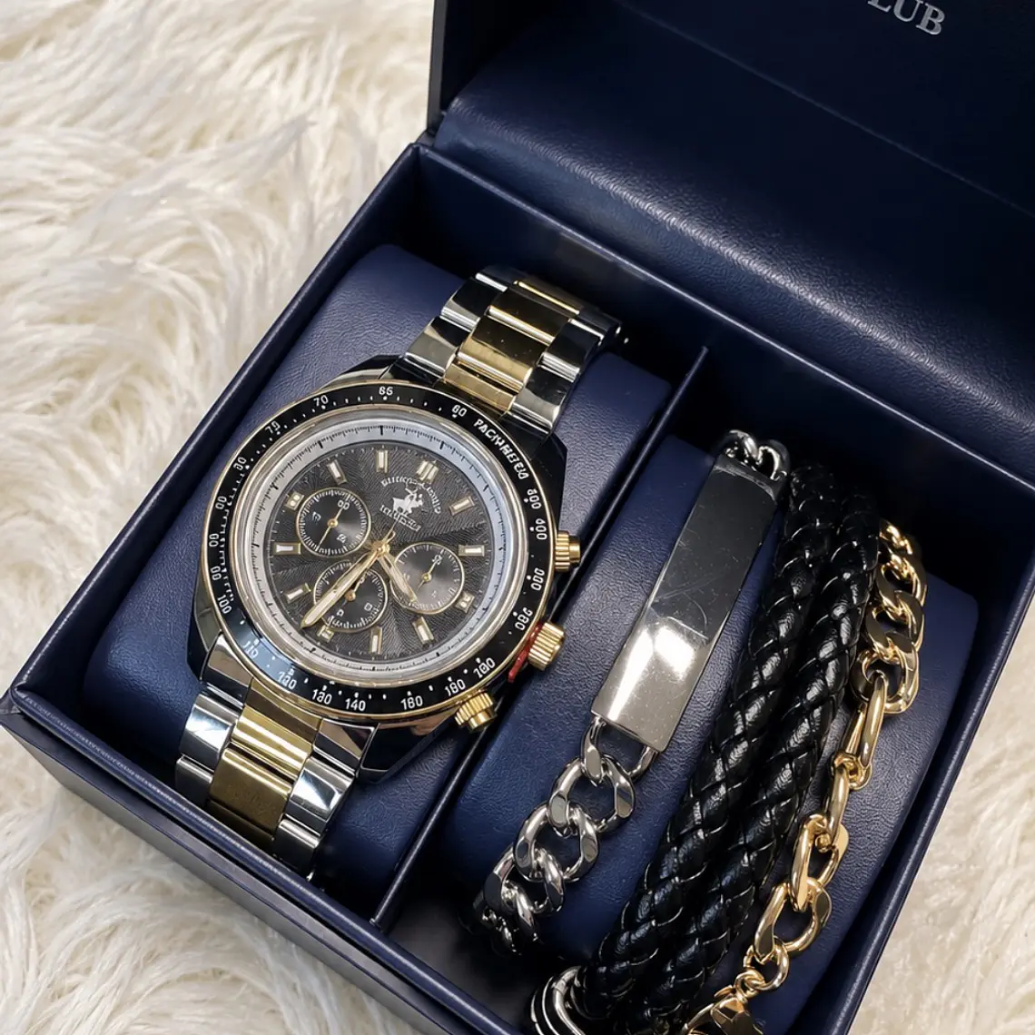 Reloj Polo Club Plateado/Dorado + pulseras  1