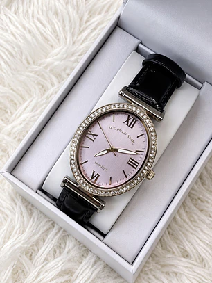 Reloj Polo Negro/Brillos 