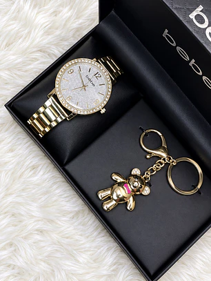 Reloj Bebe Dorado Full Brillo 