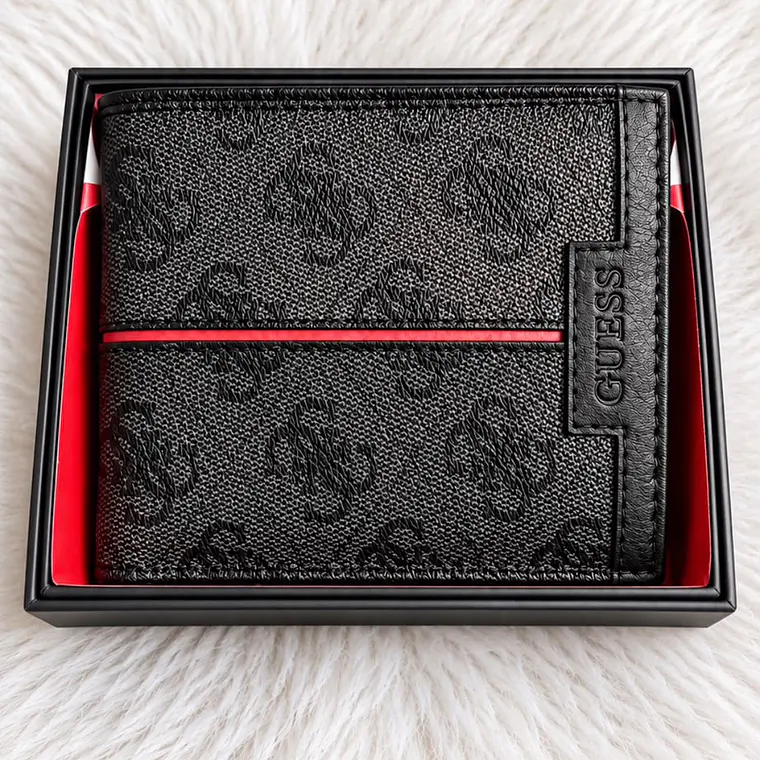Billetera Guess Negra monograma 1