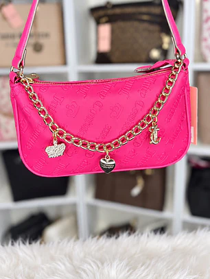 Cartera de hombro Juicy Couture Fucsia con colgantes