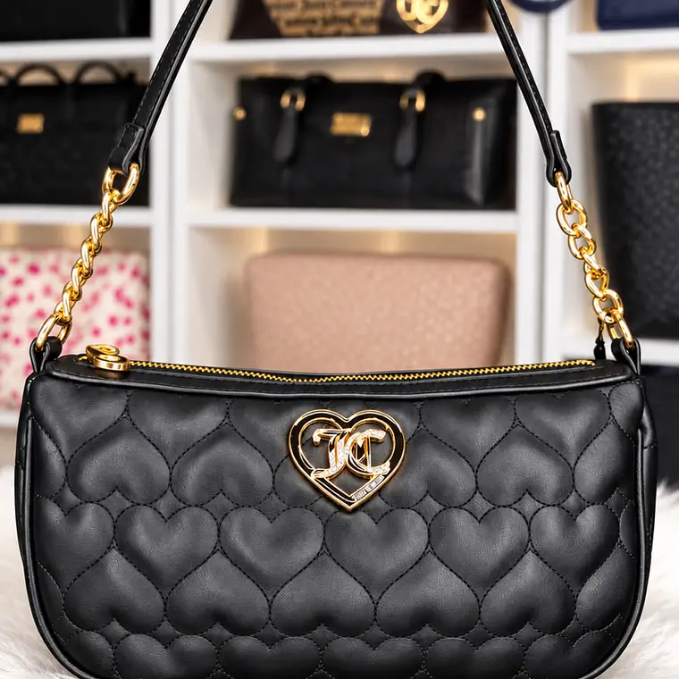 Cartera de hombro Juicy couture negra corazones  1