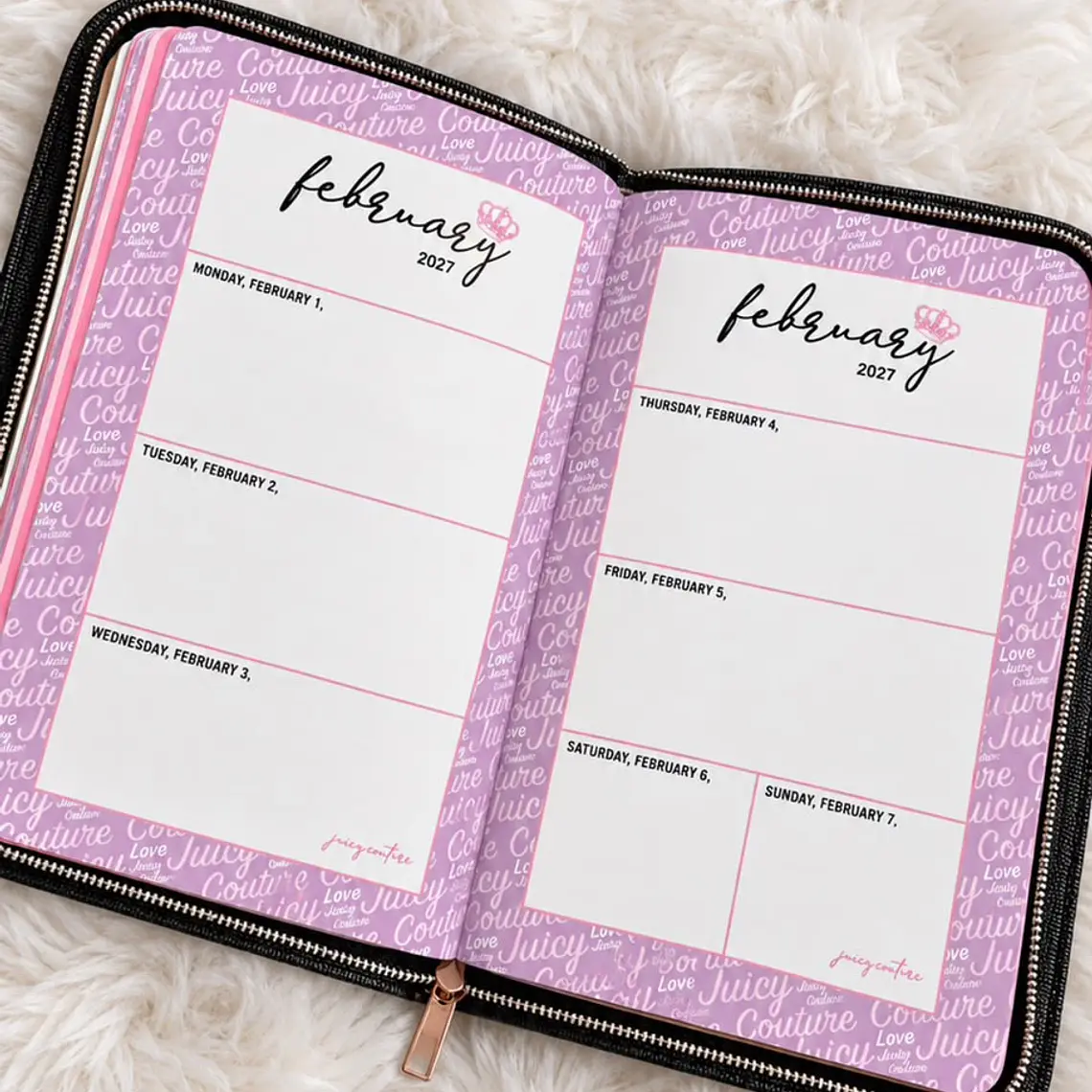 Agenda Juicy couture con cierre + Lapicera  2