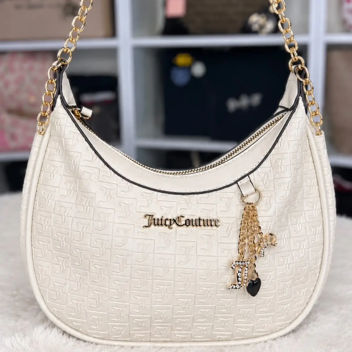 Cartera de hombro Juicy Couture blanca estilo Hobo  1