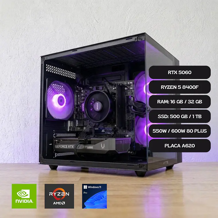 PC GAMER RTX 5060 / RYZEN 5 8400F / PLACA A620 1